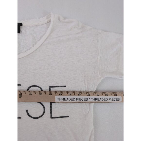 J Crew T Shirt Womens XS White Linen These Are The Days Raw Edge Neckline Casual - Picture 8 of 9